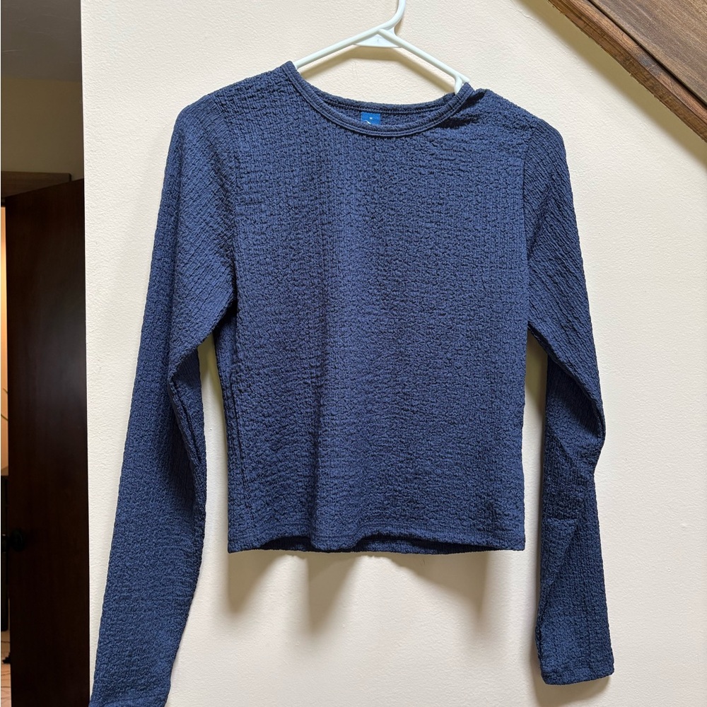 Old Navy Blue Fitted Ribbed Blouse